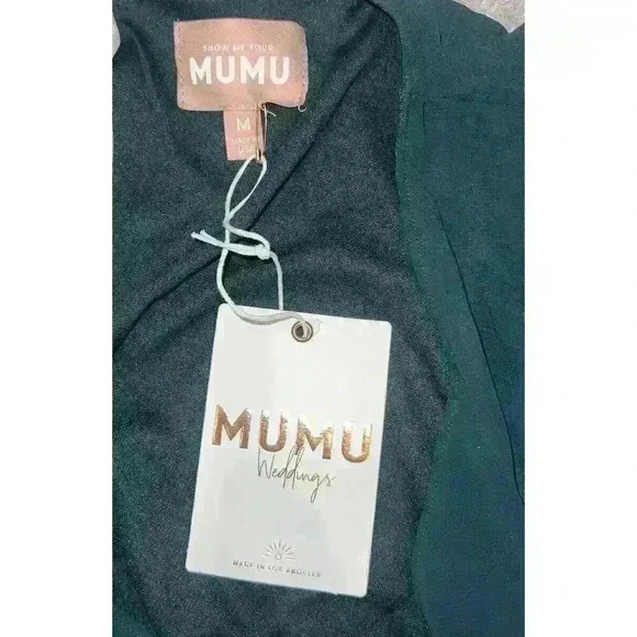Show Me Your MuMu Dress Green Evergreen M Short Sleeve Maxi Wedding Party Event - Picture 9 of 10